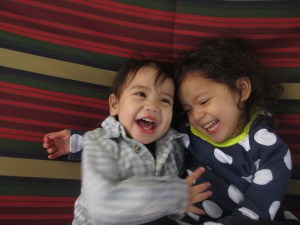 My two squirmy toddlers on our hammock