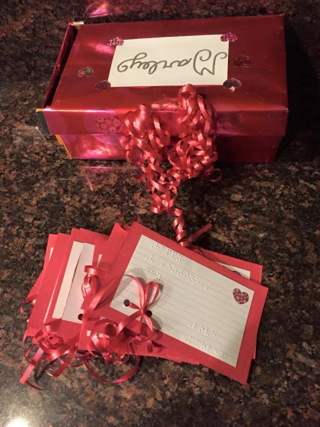 25 hand made Braille Valentine's Day Cards