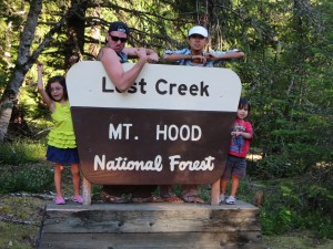 here we're making goofy frightened faces on the Mr Hood sign